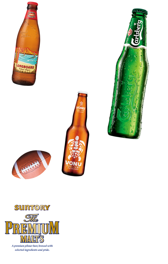 LONG BOARD ISLAND LAGER ロングボードアイランドラガー Hawaii(ハワイ) 840円(税別) VONU ヴォヌ Fiji(フィジー) 840円(税別) CARLSBERG カールスバーグ Denmark(デンマーク) 720円(税別) DRAFT BEER THE PREMIUM MALT'S ザ・プレミアムモルツ Japan(日本) 【R】750円(税別) 【L】950円(税別)